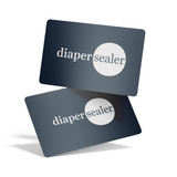 Two dark blue cards with 'DiaperSealer' logo on a white background